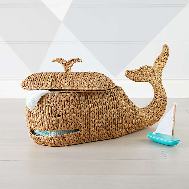 Woven storage basket in the shape of a whale from Crate & Barrel